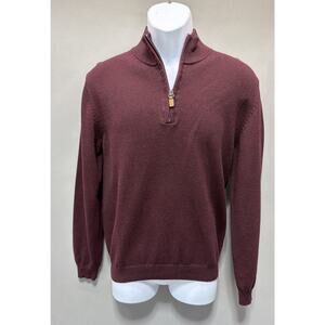 Roundtree & Yorke Sweater Mens S Maroon 1/4 Zip Pullover Preppy Casual